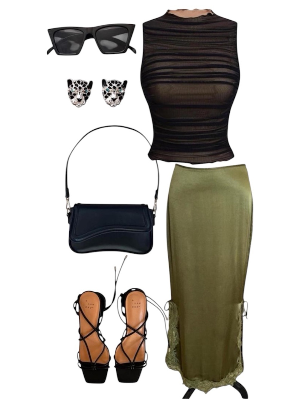 Black Sheer Mesh Ruched Tank Top Y2K Grunge Coquette Sleeveless Stretch Top